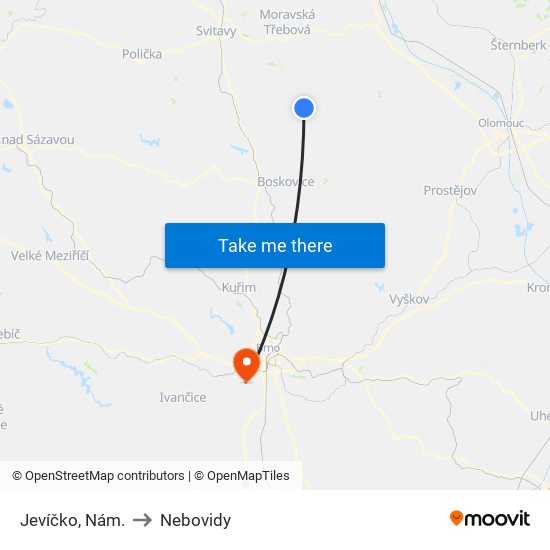 Jevíčko, Nám. to Nebovidy map