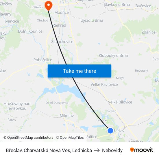 Břeclav, Charvátská Nová Ves, Lednická to Nebovidy map