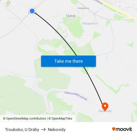 Troubsko, U Dráhy to Nebovidy map