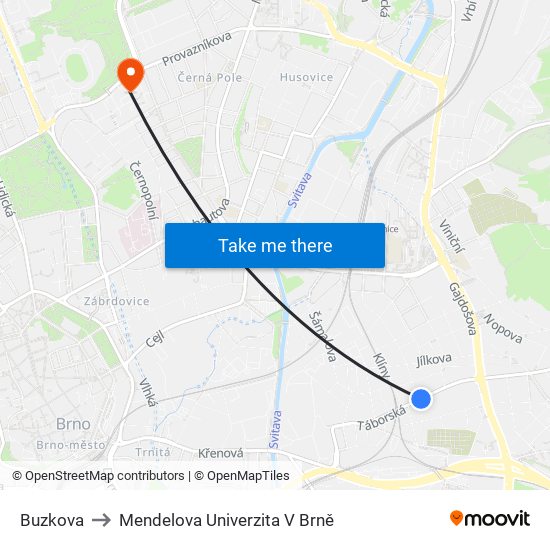 Buzkova to Mendelova Univerzita V Brně map