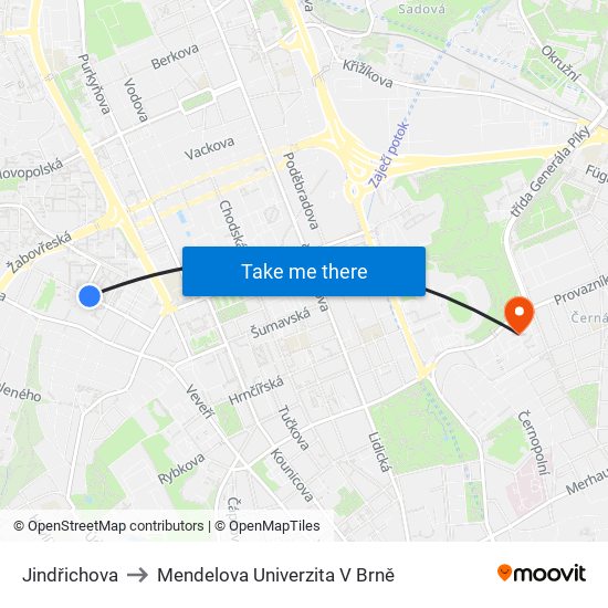 Jindřichova to Mendelova Univerzita V Brně map