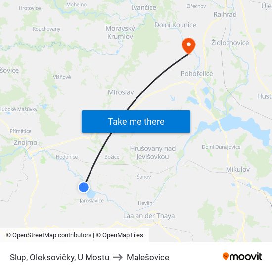 Slup, Oleksovičky, U Mostu to Malešovice map