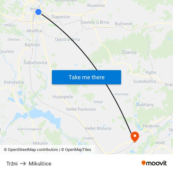 Tržní to Mikulčice map