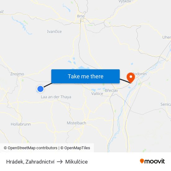 Hrádek, Zahradnictví to Mikulčice map