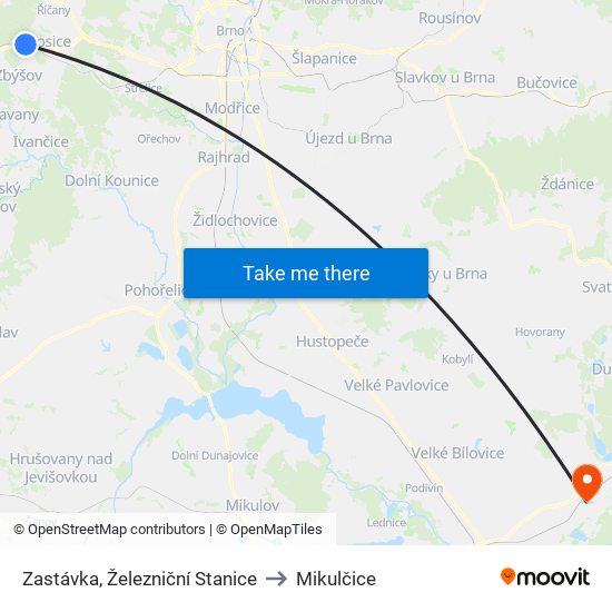 Zastávka, Železniční Stanice to Mikulčice map