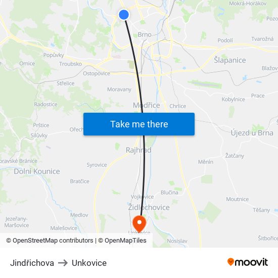 Jindřichova to Unkovice map