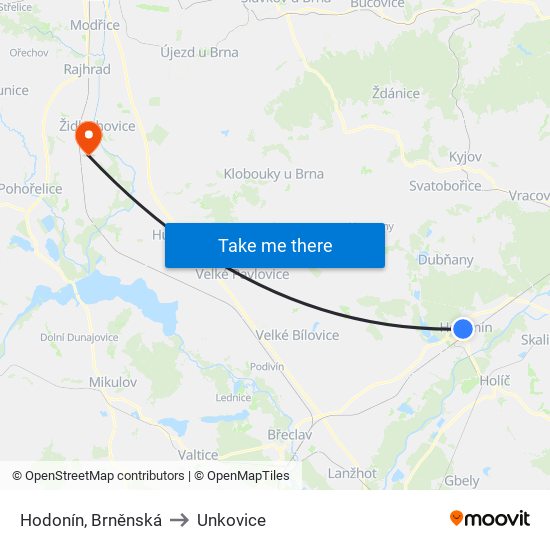 Hodonín, Brněnská to Unkovice map