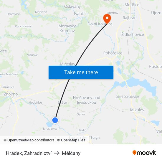 Hrádek, Zahradnictví to Mělčany map