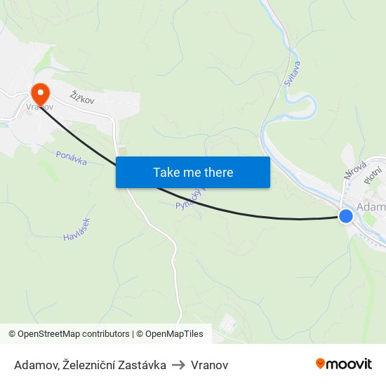 Adamov, Železniční Zastávka to Vranov map