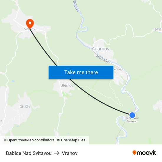 Babice Nad Svitavou to Vranov map