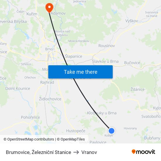 Brumovice, Železniční Stanice to Vranov map