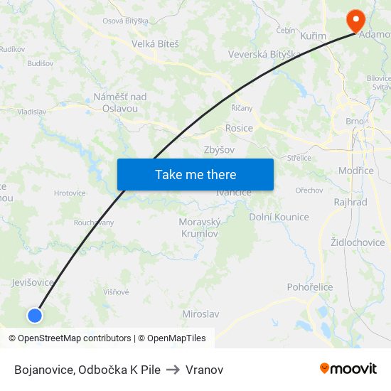 Bojanovice, Odbočka K Pile to Vranov map