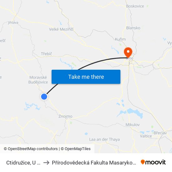 Ctidružice, U Parku to Přírodovědecká Fakulta Masarykovy Univerzity map