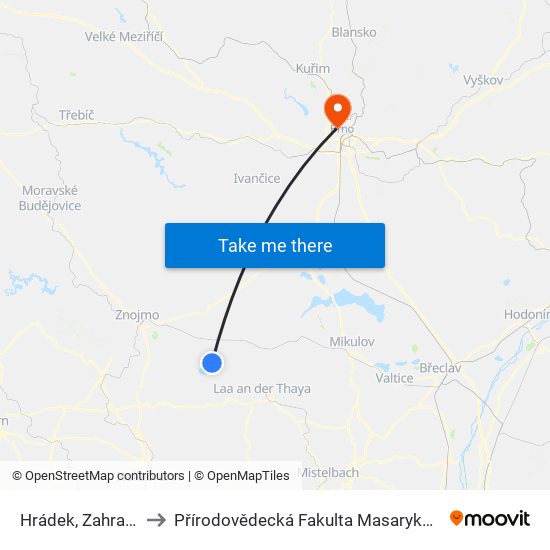 Hrádek, Zahradnictví to Přírodovědecká Fakulta Masarykovy Univerzity map