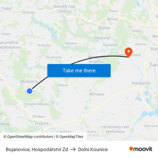 Bojanovice, Hospodářství Zd to Dolní Kounice map