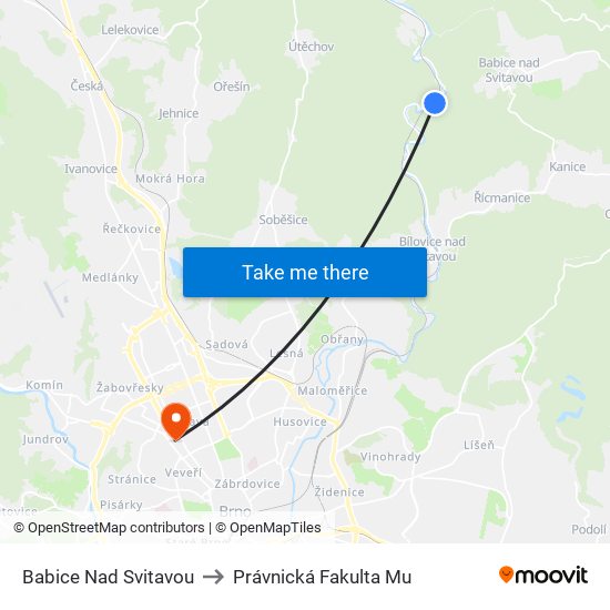 Babice Nad Svitavou to Právnická Fakulta Mu map