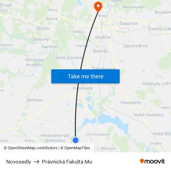 Novosedly to Právnická Fakulta Mu map