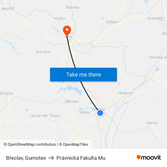 Břeclav, Gumotex to Právnická Fakulta Mu map