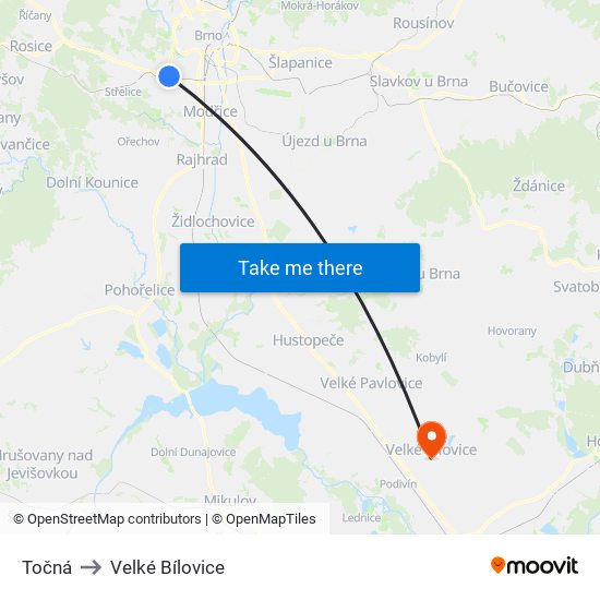 Točná to Velké Bílovice map