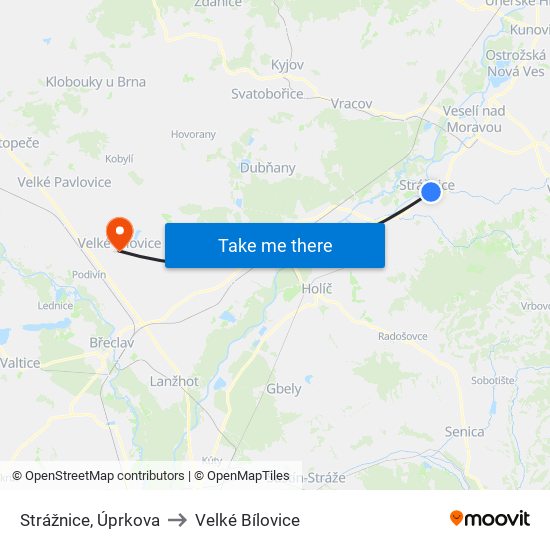 Strážnice, Úprkova to Velké Bílovice map