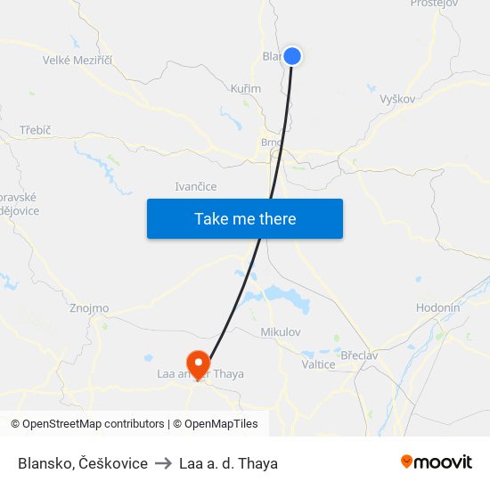 Blansko, Češkovice to Laa a. d. Thaya map