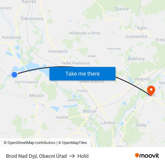 Brod Nad Dyjí, Obecní Úřad to Holíč map