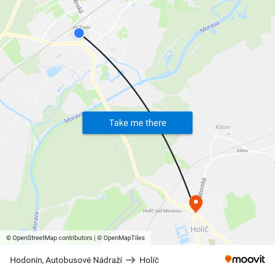 Hodonín, Autobusové Nádraží to Holíč map