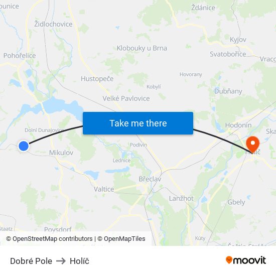 Dobré Pole to Holíč map