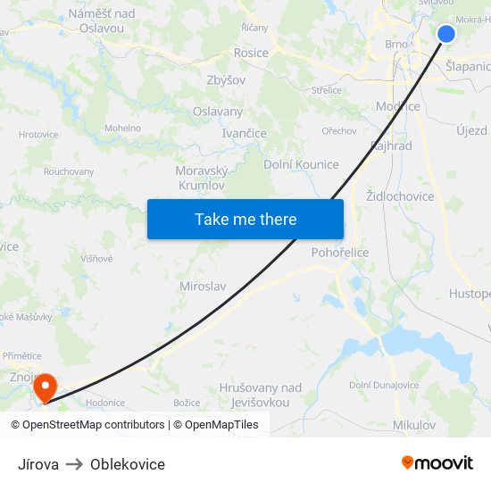 Jírova to Oblekovice map