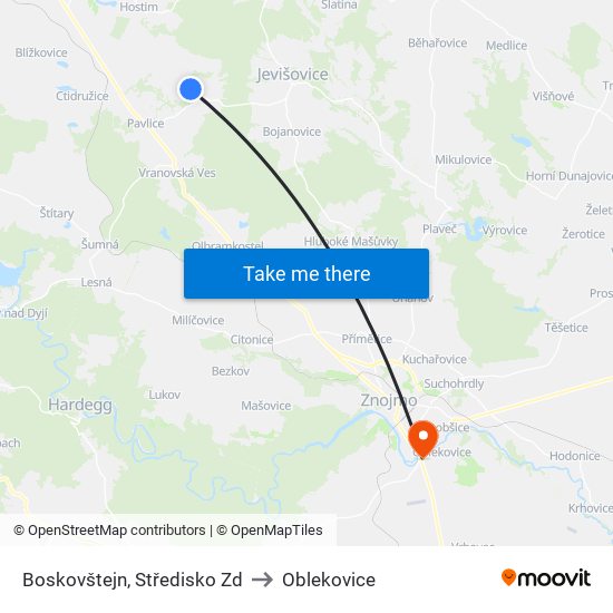 Boskovštejn, Středisko Zd to Oblekovice map