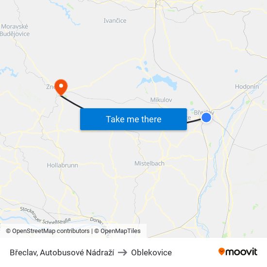 Břeclav, Autobusové Nádraží to Oblekovice map