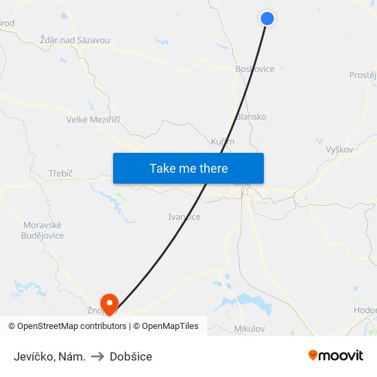 Jevíčko, Nám. to Dobšice map