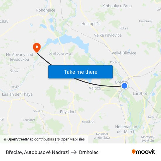 Břeclav, Autobusové Nádraží to Drnholec map