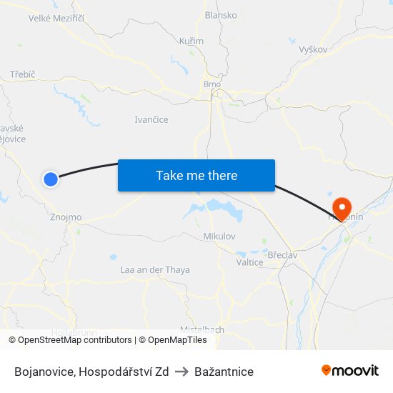 Bojanovice, Hospodářství Zd to Bažantnice map