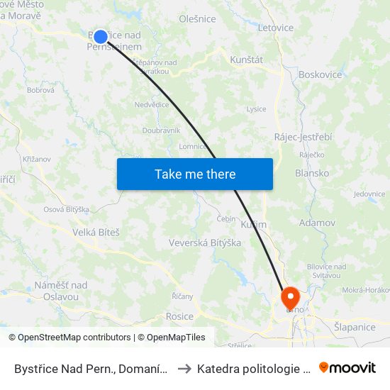 Bystřice Nad Pern., Domanín, Jednota to Katedra politologie FSS MU map