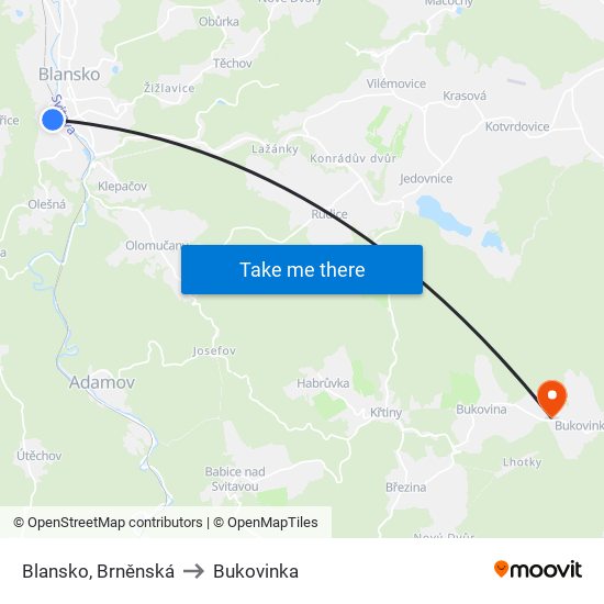 Blansko, Brněnská to Bukovinka map