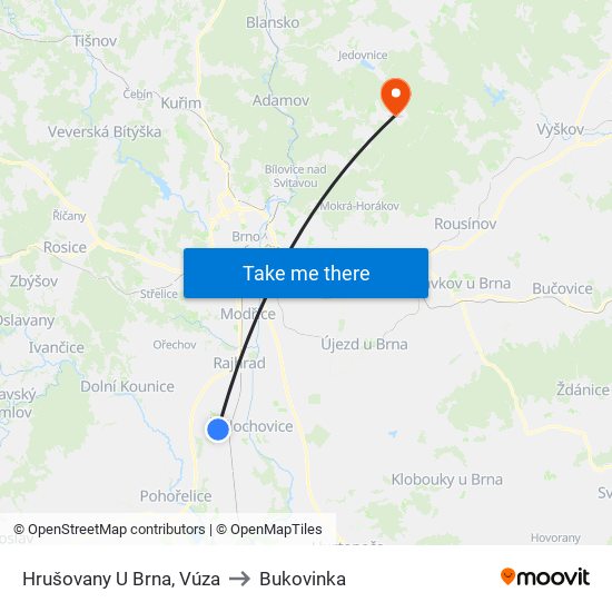 Hrušovany U Brna, Vúza to Bukovinka map