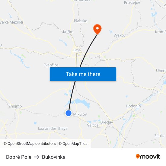 Dobré Pole to Bukovinka map