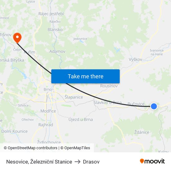 Nesovice, Železniční Stanice to Drasov map