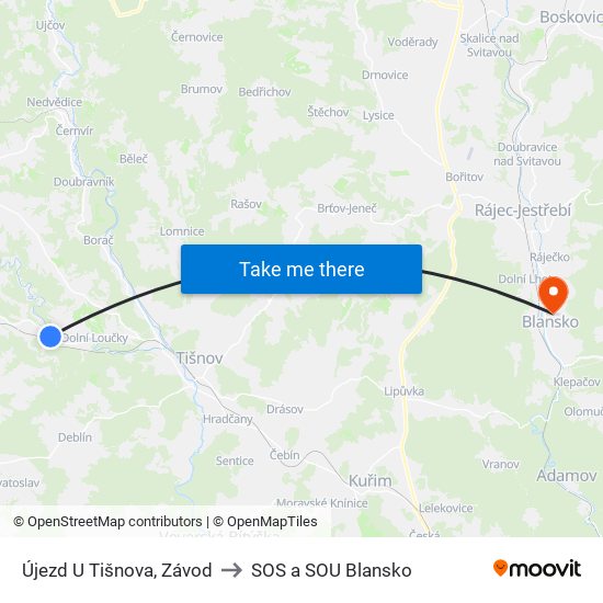 Újezd U Tišnova, Závod to SOS a SOU Blansko map