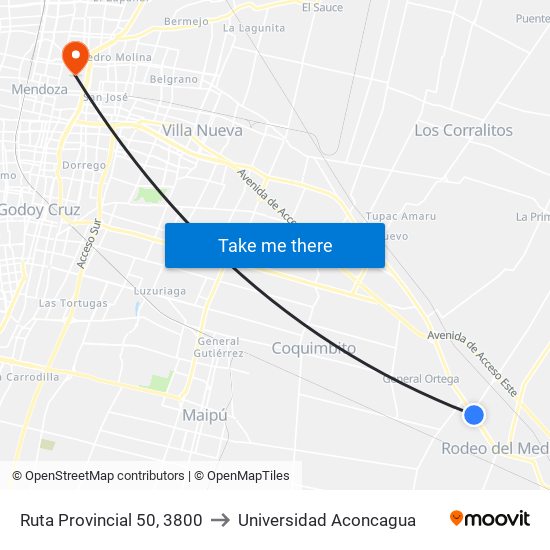 Ruta Provincial 50, 3800 to Universidad Aconcagua map