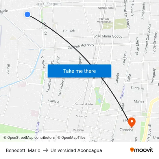 Benedetti Mario to Universidad Aconcagua map