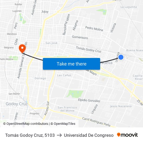 Tomás Godoy Cruz, 5103 to Universidad De Congreso map