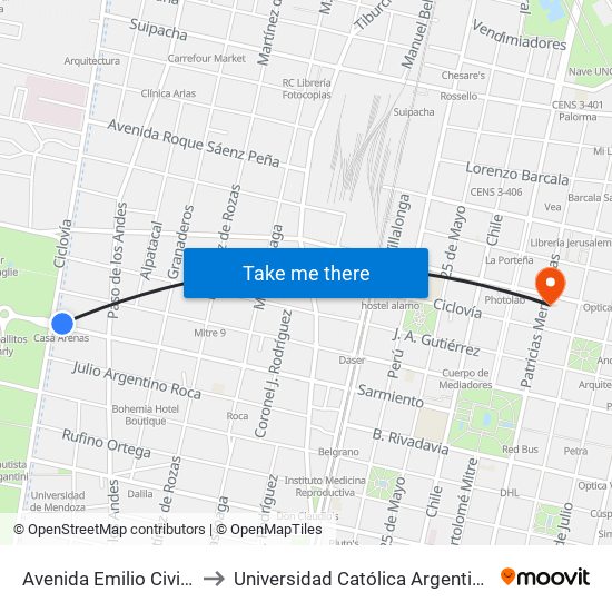 Avenida Emilio Civit, 778 to Universidad Católica Argentina (Uca) map