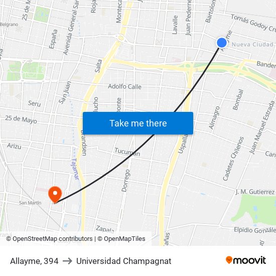 Allayme, 394 to Universidad Champagnat map