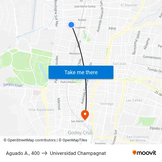 Aguado A., 400 to Universidad Champagnat map