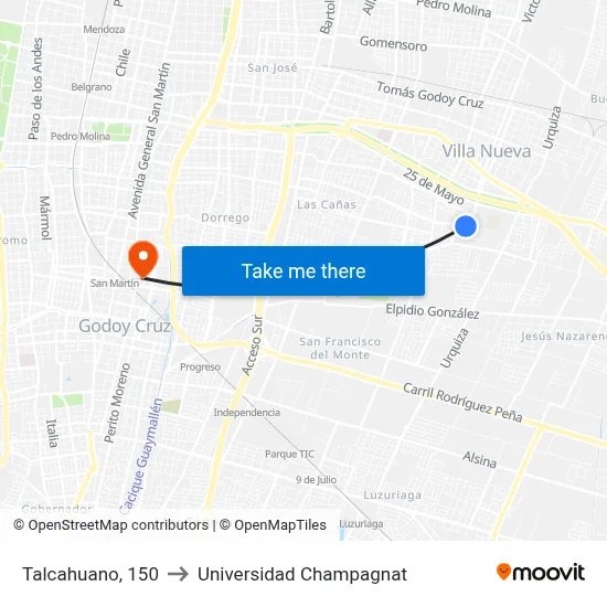 Talcahuano, 150 to Universidad Champagnat map