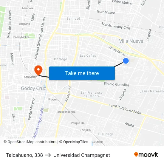 Talcahuano, 338 to Universidad Champagnat map