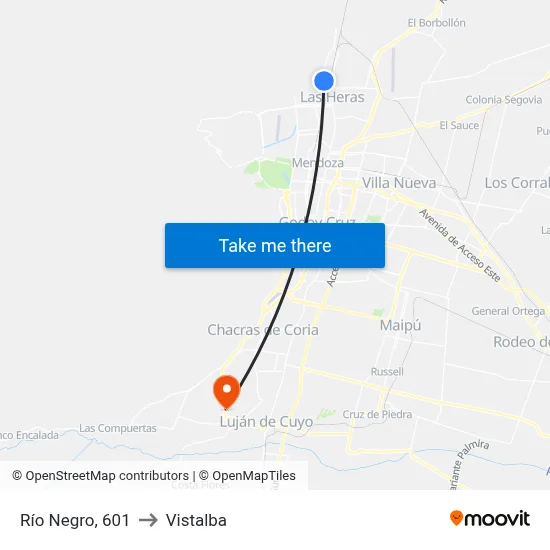 Río Negro, 601 to Vistalba map