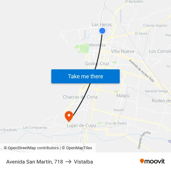 Avenida San Martín, 718 to Vistalba map